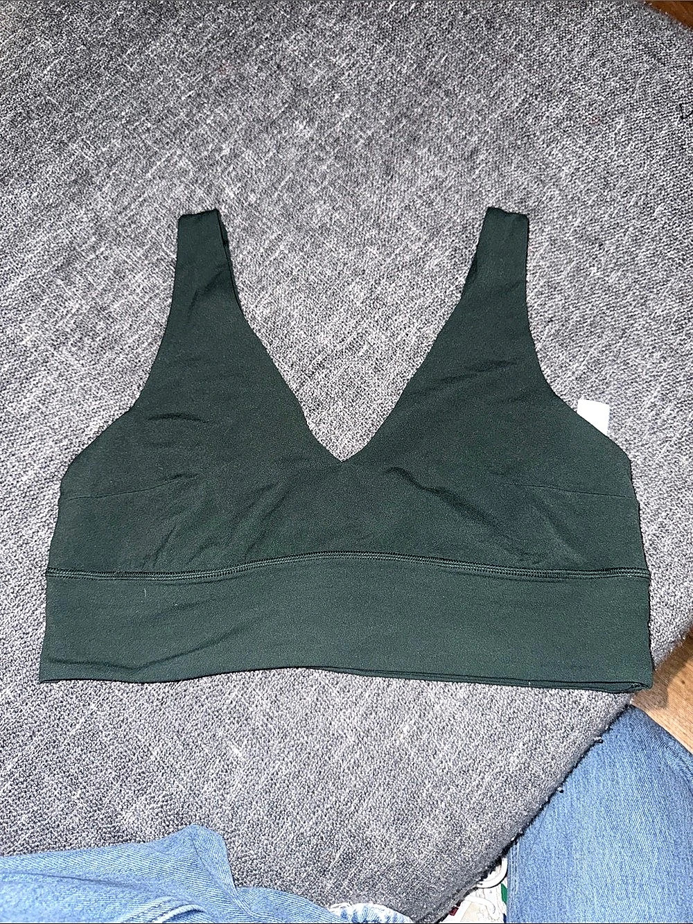 lululemon Align V-Neck Bra Green Sports Bra Size 12